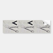Surgery scissors and lancet Ukiyo-e. Bumper Sticker