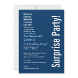 SURPRISE 21st Birthday Modern Navy Blue White Personalized Invitation