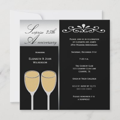 Surprise 25th Wedding Anniversary Party Invitation by henishouseofpaper