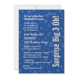 SURPRISE 30th Birthday Modern Blue White Confetti