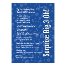 SURPRISE 30th Birthday Modern Blue White Confetti Personalised Invite