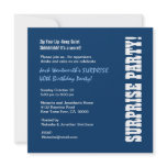 SURPRISE 40th Birthday Party Navy Blue and White Personalised Announcement