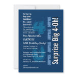 SURPRISE 40th Modern Birthday Blue and White Custom Announcement