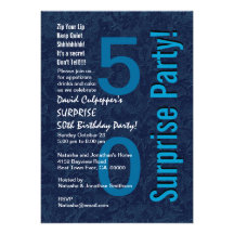 SURPRISE 50th Birthday Modern Hues of Blue W033 Custom Invite