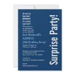 SURPRISE 50th Birthday Modern Navy Blue White Invitation