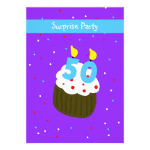 Surprise 50th Birthday Party Invitation -- Cupcake