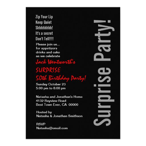 SURPRISE 50th Birthday Party Modern Template Custom Invitations SURPRISE 50th Birthday Party Modern Template Custom Invitations