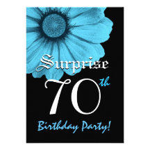 SURPRISE 70th Birthday Party Blue Daisy N220 Personalised Invite