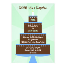 Surprise 70th Birthday Party Invitation -- Cake