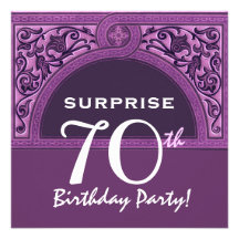 SURPRISE 70th Birthday Purple Arch H482 Invitations