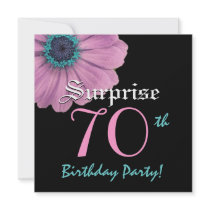 SURPRISE 70th Birthday Template Pink Daisy Custom Announcements