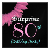 SURPRISE 80th Birthday Party Pink Sunflower Personalized Invitations