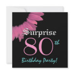 SURPRISE 80th Birthday Template Pink Sunflower Personalized Announcement