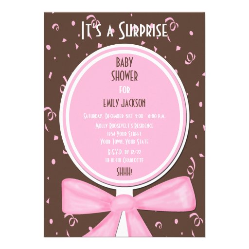 Surprise Baby Shower Invitation -- Pink Card