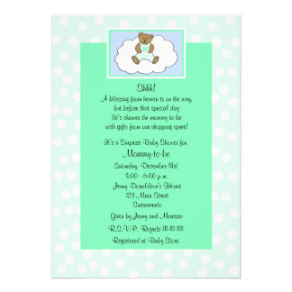 Surprise Baby Shower Invitation - Teddy on Green Custom Invite