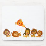 "Surprise!!" Cute Cartoon Lions Mousepad