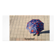 Surprise under the umbrella, Surprise! Custom Photo Card