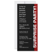 SURPRISE Year Birthday Chic Modern Black Red White Invites