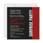 SURPRISE Year Birthday Modern Black Red White Personalised Invitations