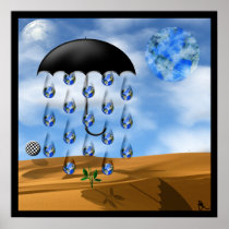 Surreal Desert Rain Posters