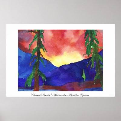 "Surreal Sunrise" - Watercolor - Caroline Tigeress Poster by CarolineTigeress