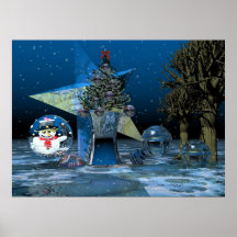 Surrealistic fantasy Christmas scenery Poster