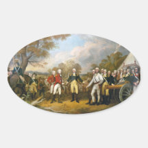 Surrender of General Burgoyne by John Trumbull Oval Stickers