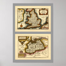Surrey County Map, England Print
