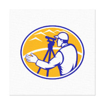 Surveyor Engineer Theodolite Total Station Gallery Wrap Canvas