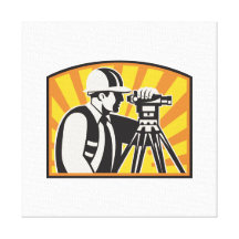 Surveyor Engineer Theodolite Total Station Retro Canvas Print