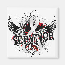 Survivor 16 Lung Cancer Fridge Magnet