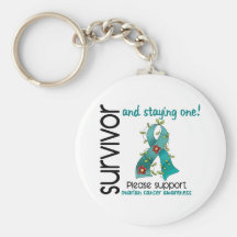Survivor 9 Ovarian Cancer Key Chain