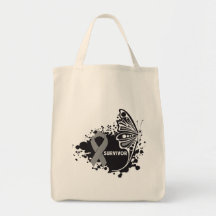 Survivor Abstract Butterfly Brain Cancer Tote Bags