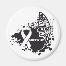 Survivor Abstract Butterfly Lung Cancer Magnets