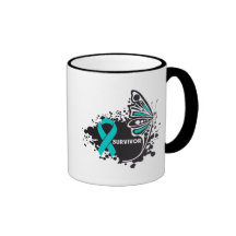 Survivor Abstract Butterfly Ovarian Cancer Coffee Mug