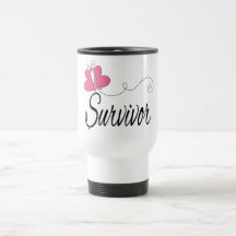 Survivor Butterfly Ribbon Breast Cancer Mugs