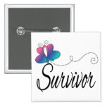 Survivor Butterfly Ribbon Thyroid Cancer Pin