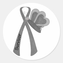 Survivor- Grey/ Silver Awareness Stickers