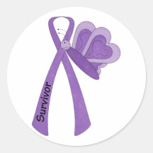 Survivor- Purple Awareness Round Stickers