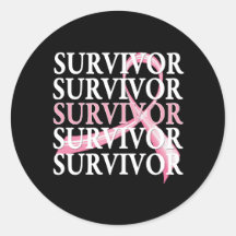 Survivor Whimsical Collage Breast Cancer Round Sticker