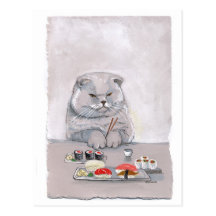 Sushi Cat Mr. Grumps ©CSiravo Post Cards