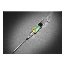 Suspicious looking syringe personalized invitation