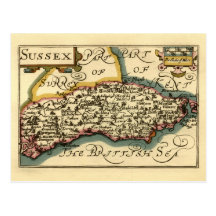 Sussex County Map, England Postcards