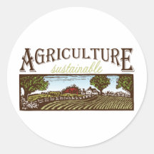 Sustainable Agriculture farm scene Round Stickers
