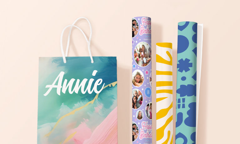 Browse our Gift Wrapping & Party Supplies to find customizable wrapping paper, stickers, fabric, and more!