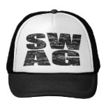 SWAG Distressed Mesh Snapback Trucker Hat (black)