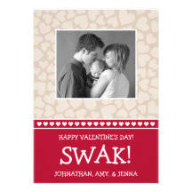 SWAK! Valetine's Day Photo Card (Dark Red / Beige) Personalised Invite