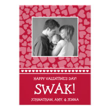 SWAK! Valetine's Day Photo Card (Dark Red) Personalised Invitations