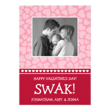 SWAK! Valetine's Day Photo Card (Dark Red / Pink) Announcements