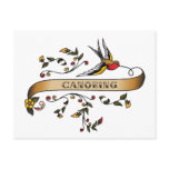 Swallow and Scroll with Canoeing postcards